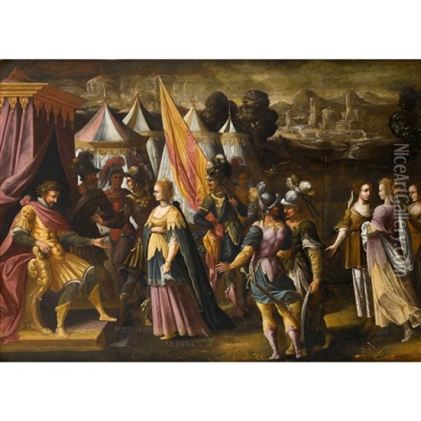 Armida And Eustachio Before Goffredo Oil Painting - Antoine Caron