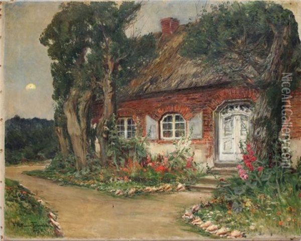 Norddeutsches Friesenhaus Oil Painting - Franz Hoffmann-Fallersleben