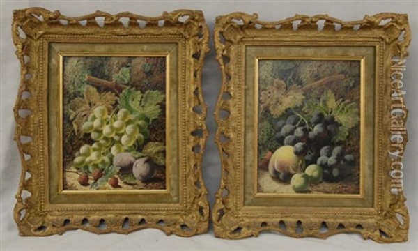 Fruit Still Life (+ Another; Pair) Oil Painting - Oliver Clare