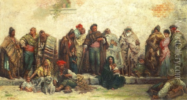 Tiggarna I Burgos - Gatuscen Oil Painting - Gustave Dore