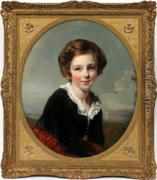 Portrait Of A Young Girl Oil Painting - James Lonsdale