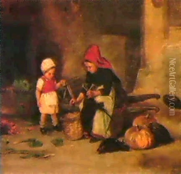 Kuchenszene Oil Painting - Theophile Emmanuel Duverger