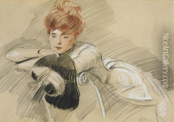 Portrait Of Madame Helleu Oil Painting - Paul Cesar Helleu