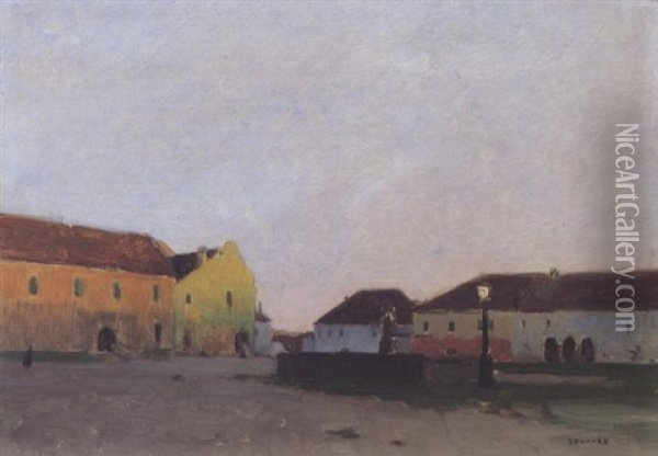 Dorfplatz In Niederosterreich Oil Painting - Ferdinand Brunner