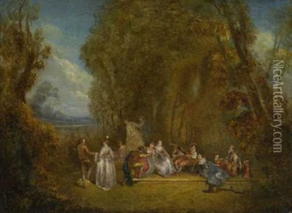 Fetes Champetres (+ Another Similar; 2 Works) Oil Painting - Jean-Baptiste Pater