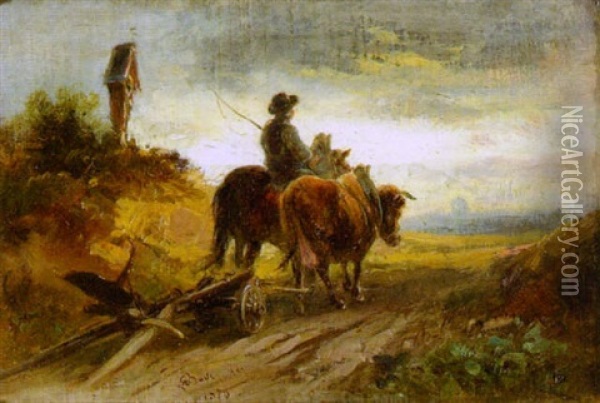 Bauer Mit Pflug Auf Dem Feldweg Oil Painting - Alois Bach