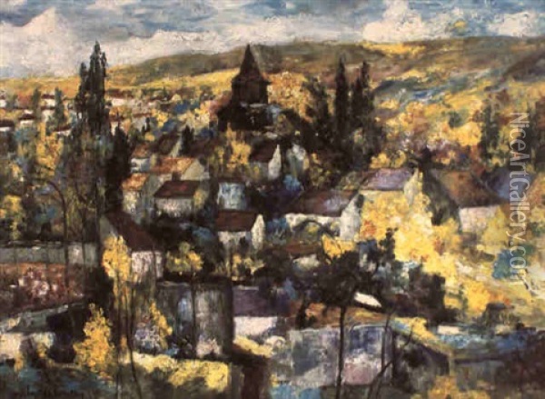 Un Village En Auvergne Oil Painting - Victor Charreton