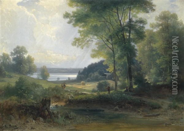 Parthie Am Ammer See Oil Painting - Ludwig Sckell