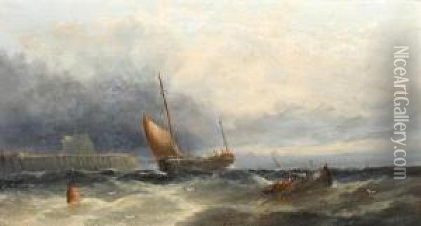 On The French Coast Near Honfleur Oil Painting - William Harry Williamson