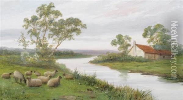 Early Evening On The River Ouse Oil Painting - William Raymond Dommersen