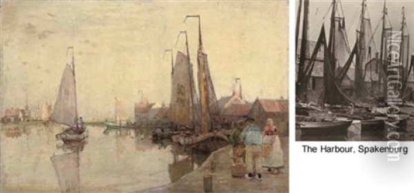 Morgenstille - The Harbour Of Spakenburg Oil Painting - Hans Hermann