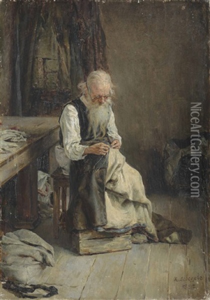 The Tailor Oil Painting - Klavdiy Vasilievich Lebedev