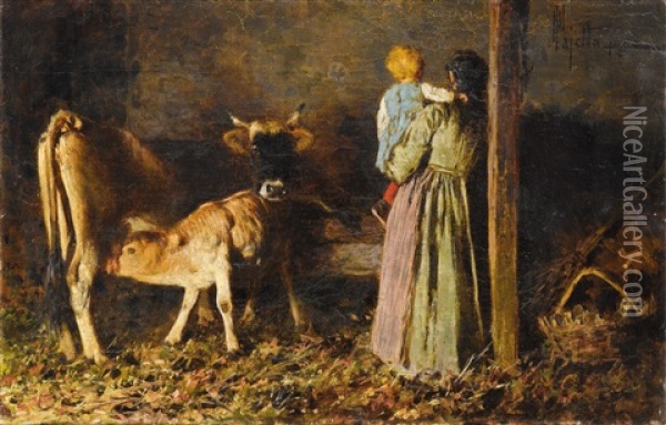 Die Zwei Mutter Oil Painting - Pietro Pajetta