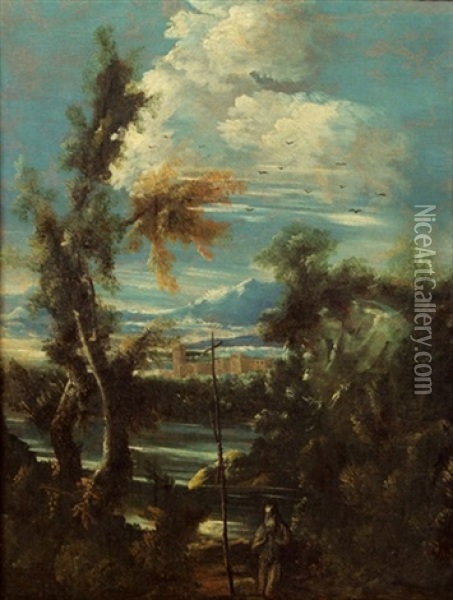 Landschaft Mit Hieronymus Als Eremit Oil Painting - Antonio Francesco Peruzzini