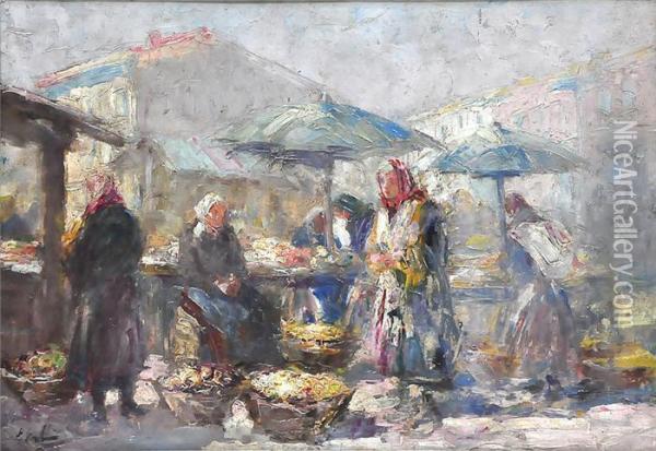 Polnischer Marktplatz Oil Painting - Erno Erb