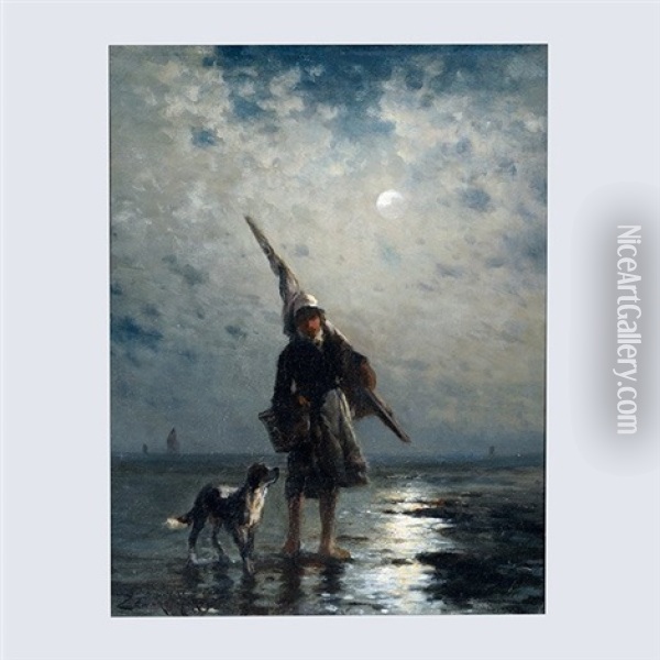 The Young Fisherman Oil Painting - Edward Moran