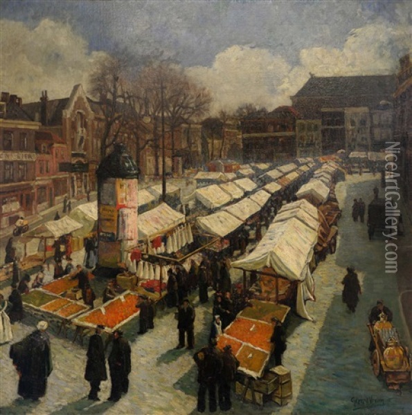 The Hague Market Oil Painting - Gerard Vroom
