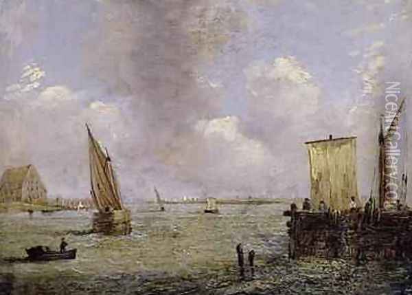 On the Thames Oil Painting - Patrick Nasmyth