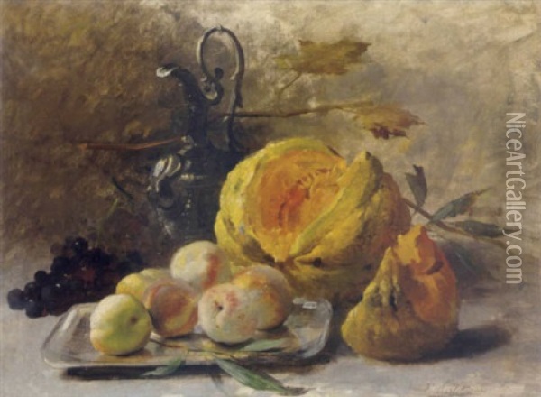 Stilleben Mit Apfeln Und Melone Oil Painting - Frans Mortelmans