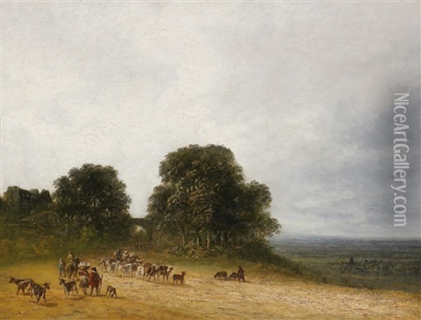 Landschaft Mit Bauern Und Vieh Bei Saint-denis Oil Painting - Georges Michel