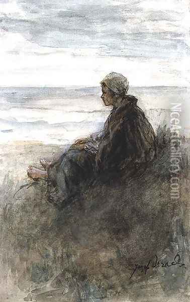 Girl on the dunes Oil Painting - Jozef Israels