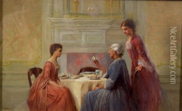 Taking Tea With Grandmother Oil Painting - Hamilton Irving Marlatt