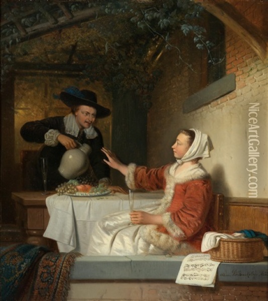 Der Umtrunk Oil Painting - Adrien Ferdinand de Braekeleer