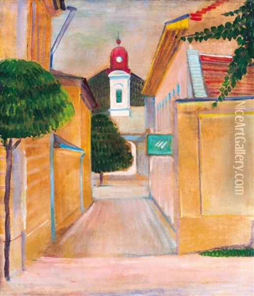 The Calvinist Church In Baia Mare Oil Painting - Jozsef Klein