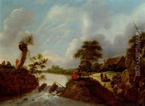 Fluslandschaft Mit Rastenden Oil Painting - Nicolaes Molenaer