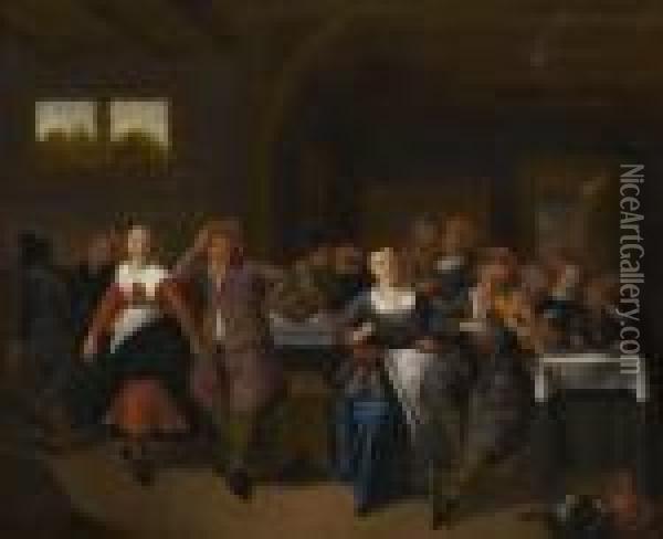 Scene De Rejouissances Dans Une Taverne Oil Painting - Jan Miense Molenaer