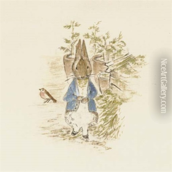 And Then, Feeling Rather Sick, He Went To Look For Some Parsley Oil Painting - Beatrix Potter