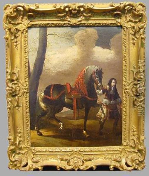 Cavalier Leading A Horse Oil Painting - Pieter Wouwermans or Wouwerman