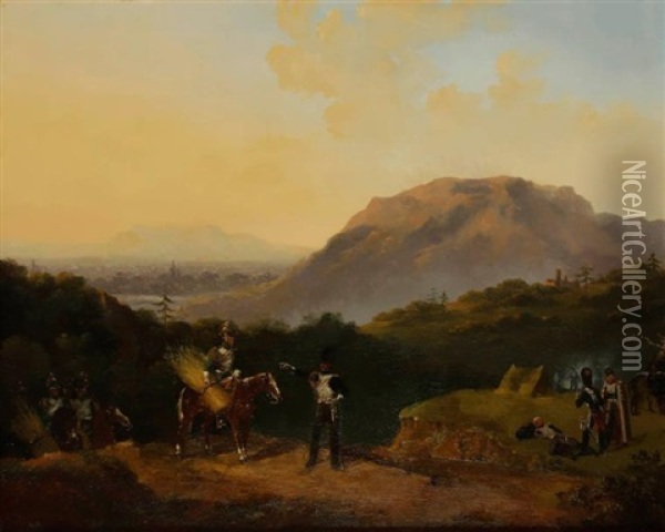 Soldats Dans Un Paysage Montagneux Oil Painting - Edouard Jean Baptiste Detaille