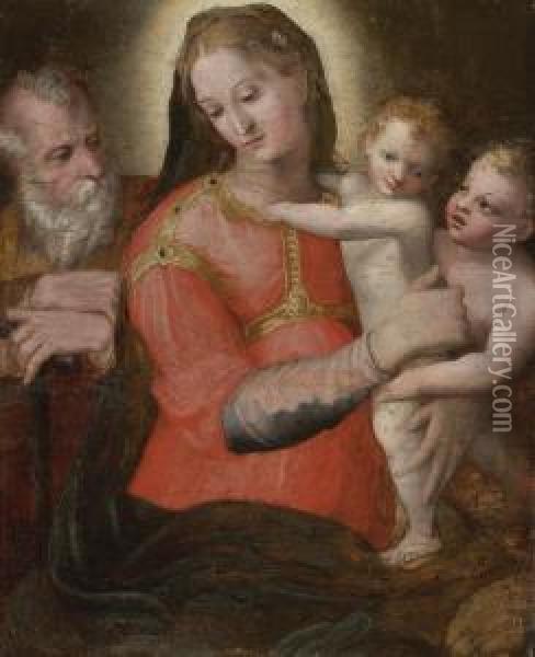 Madonna And Child With St. John Oil Painting - Domenico Pellegrini Tibaldi