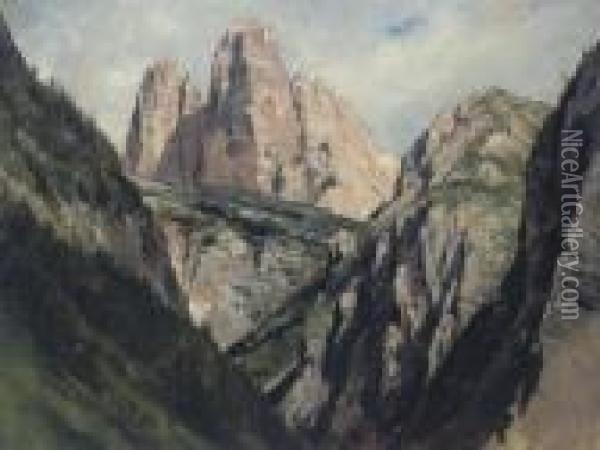 A Mountain Pass Oil Painting - Franz Roubaud