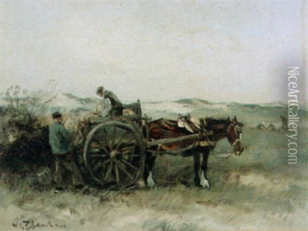 Unloading The Cart Oil Painting - Willem George Frederik Jansen