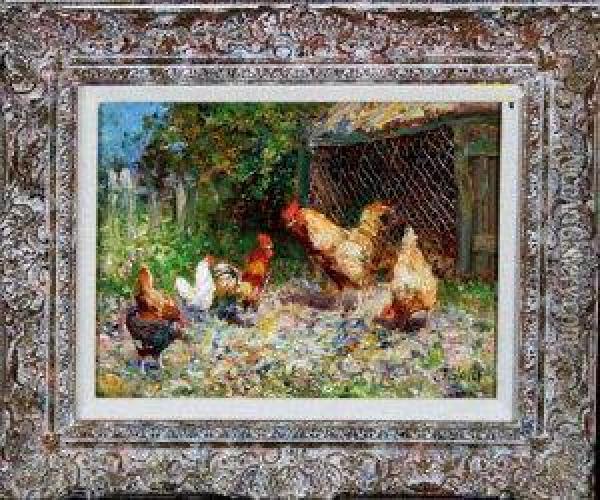 Poultry By A Coop Oil Painting - John Falconar Slater