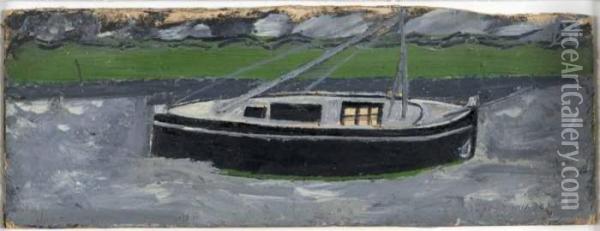 Tugboat Oil Painting - Alfred Wallis