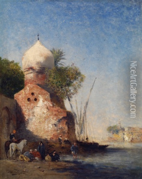 La Halte Au Pied Du Mausolee Oil Painting - Narcisse Berchere