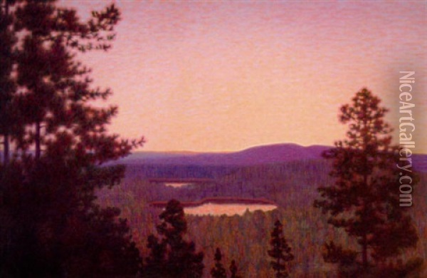 Morgon I Finnskogen Oil Painting - Hilding Werner