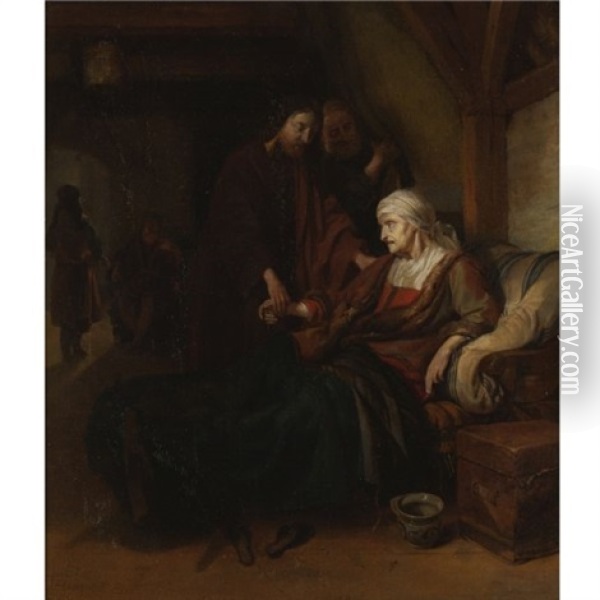 Christ Healing Peter's Mother-in-law Oil Painting - Joost van Geel