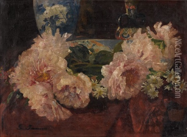 Stillleben Mit Pfingstrosen Oil Painting - Gustave Jeanneret