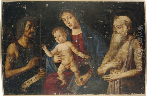 The Madonna And Child With Saint John The Baptist And Saintjerome Oil Painting - Giovanni di Niccolo Mansueti