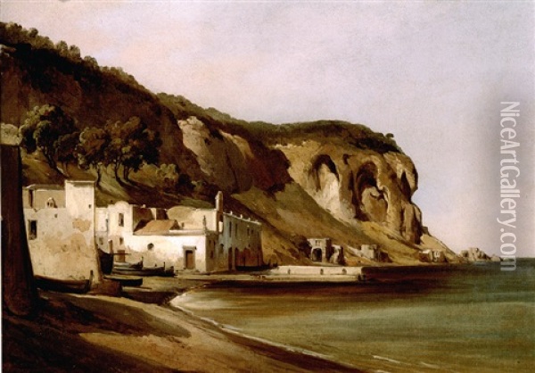 View Of The Italian Coast Near Posillipo, Naples Oil Painting - Anton Sminck Pitloo