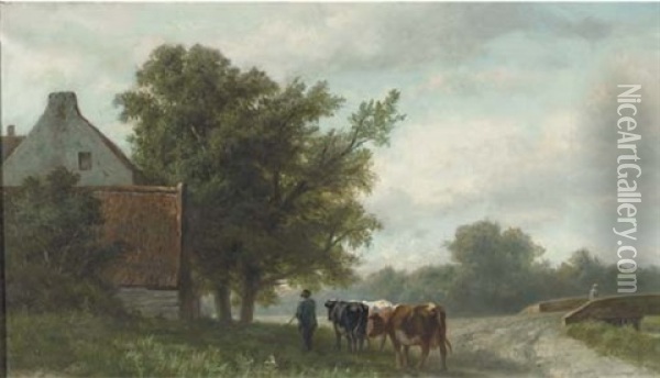 Returning Home Oil Painting - Hendrik Savry