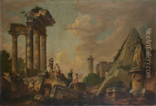 Predication D'un Apotre Dans Des Ruines Antiques Oil Painting - Giovanni Paolo Panini