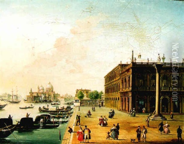 Riva Degli Schiavoni And Santa Maria Della Salute Oil Painting - Giuseppe Canella I