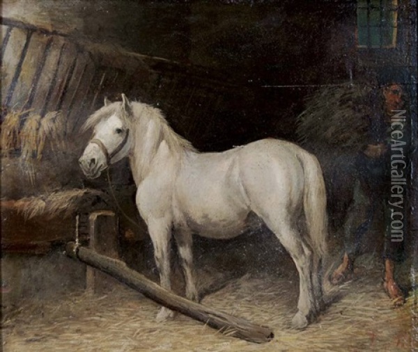Cavallo Nella Stalla Oil Painting - Filippo Palizzi