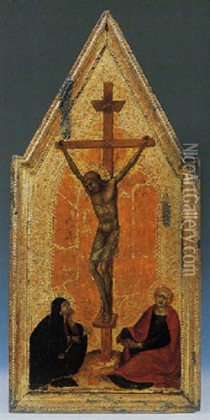 Crocifissione Con I Due Dolenti, La Vergine Maria E Giovanni Evangelista Oil Painting -  Francesco di Vannuccio
