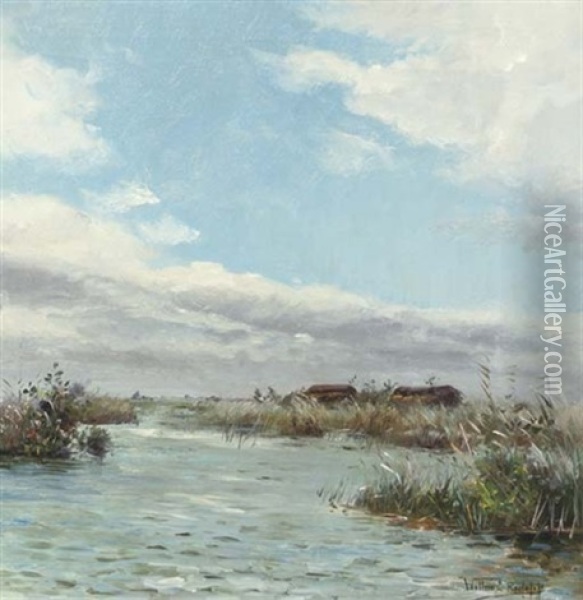 A Calm Lake Oil Painting - Willem Elisa Roelofs